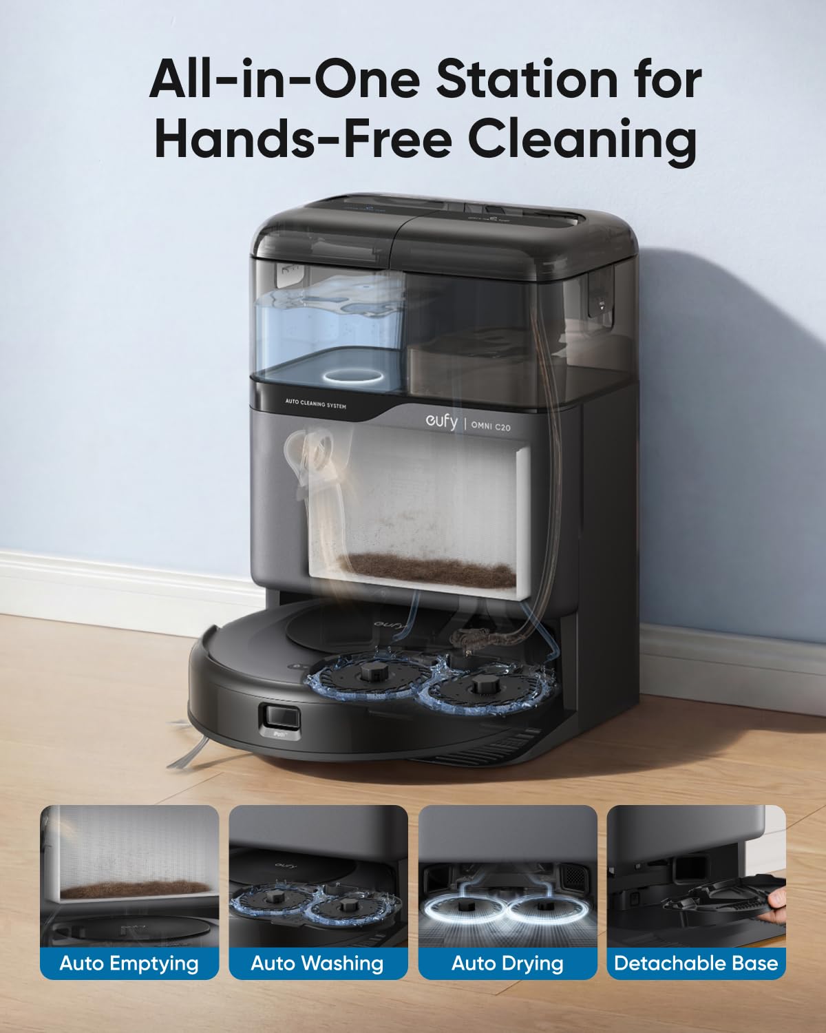 eufy Omni C20 Robot Vacuum & Mop with Auto Washing, Drying & Self-Emptying Station - 7,000 Pa Suction